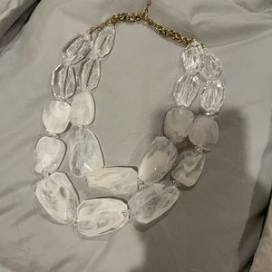 Clear & white stone acrylic statement necklace